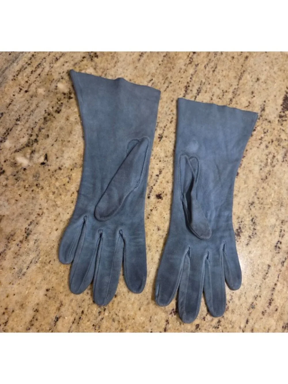 Vintage Womens Size S 6.5 Light Blue Suede Formal Gloves 10